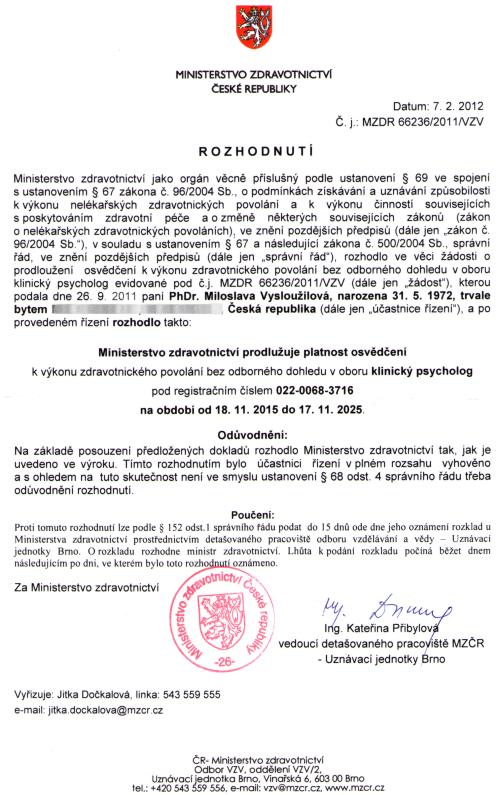 Prodloužení platnosti osvědčení k výkonu povolání